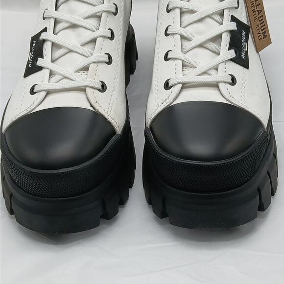 Palladium Revolt Hi TX Combat Boots Women 9 White Chunky Heel Platform Lug Sole - Picture 7 of 13